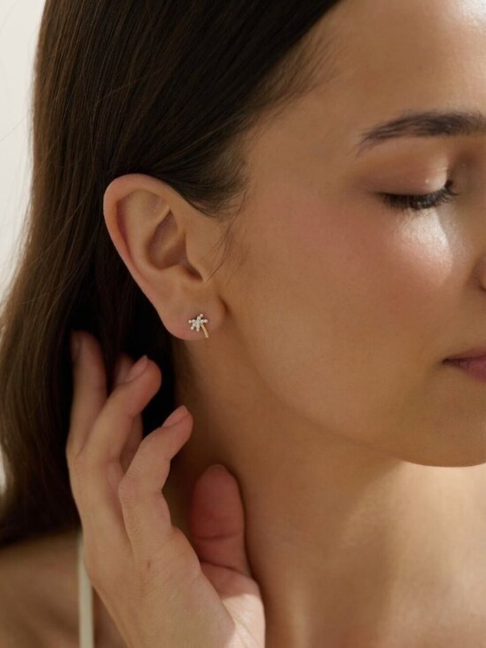CUTE Palm Tree Stud Earrings Gold CZ Vacation Earrings Tropical Resort Jewelry